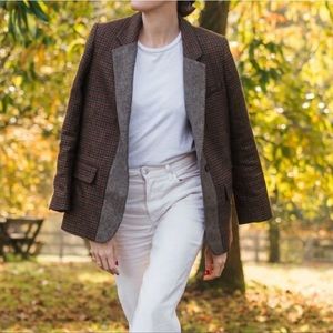 Vintage | Ralph Lauren Warm Tone Wool Plaid Oversized Blazer